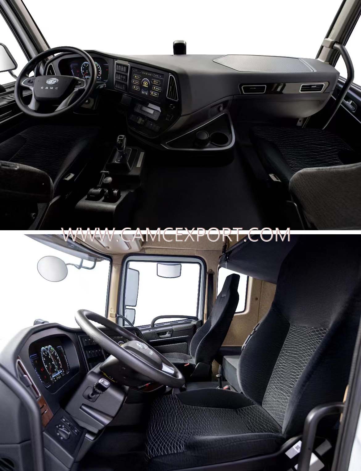 Interior del cami&oacute;n volquete el&eacute;ctrico CAMC 8&times;4